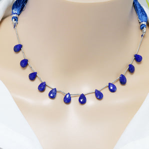 Lapis Lazuli Faceted Pear Drops, 6x8-9 mm, Rich Color, Lapis Gemstone Beads, (LAP-PR-6x8-9)(305)