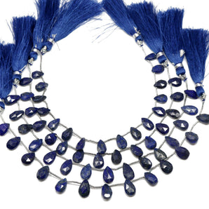 Lapis Lazuli Faceted Pear Drops, 7x10 mm, Rich Color, Lapis Gemstone Beads, (LAP-PR-7x10)(306)