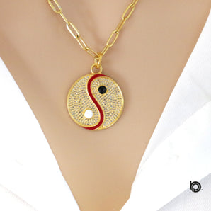 Pave Diamond Ying Yang Medallion Pendant, (DPM-1166)