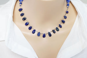Lapis Lazuli Faceted Pear Drops, 7x10 mm, Rich Color, Lapis Gemstone Beads, (LAP-PR-7x10)(306)