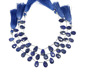 Lapis Lazuli Faceted Pear Drops, 8x12 mm, Rich Color, Lapis Gemstone Beads, (LAP-PR-8x12)(307)