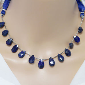 Lapis Lazuli Faceted Pear Drops, 8x12 mm, Rich Color, Lapis Gemstone Beads, (LAP-PR-8x12)(307)