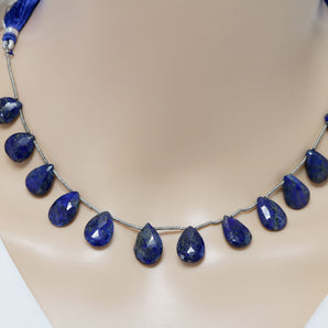 Lapis Lazuli Faceted Pear Drop, 9x13-10x14 mm, Rich Color, Lapis Gemstone Beads, (LAP-PR-9x13-10x14)(308)