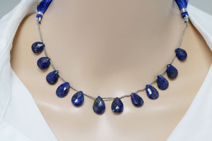 Lapis Lazuli Faceted Pear Drop, 9x13-10x14 mm, Rich Color, Lapis Gemstone Beads, (LAP-PR-9x13-10x14)(308)