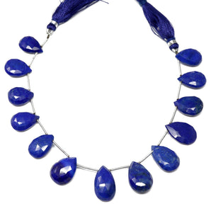 Lapis Lazuli Faceted Pear Drops, 10x16-12x19 mm, Rich Color, Lapis Gemstone Beads, (LAP-PR-10x16-12x19)(309)