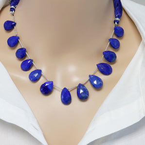 Lapis Lazuli Faceted Pear Drops, 10x16-12x19 mm, Rich Color, Lapis Gemstone Beads, (LAP-PR-10x16-12x19)(309)