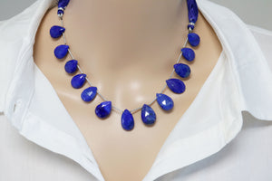 Lapis Lazuli Faceted Pear Drops, 10x16-12x19 mm, Rich Color, Lapis Gemstone Beads, (LAP-PR-10x16-12x19)(309)
