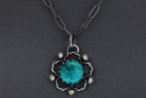 Sterling Silver Artisan Turquoise  Pendant, (SP-5290)