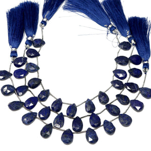 Lapis Lazuli Faceted Pear Drops, 9x14-11x16 mm, Rich Color, Lapis Gemstone Beads, (LAP-PR-9x14-11x16)(310)
