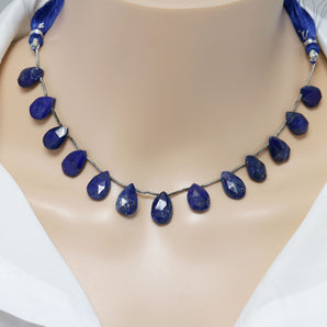Lapis Lazuli Faceted Pear Drops, 9x14-11x16 mm, Rich Color, Lapis Gemstone Beads, (LAP-PR-9x14-11x16)(310)