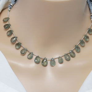 Moss Aquamarine Faceted Pear Drops, 8x12 mm, Rich Color, Aquamarine Gemstone Beads, (MAQ-PR-8x12)(315)