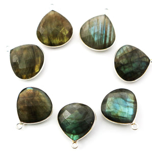 Silver Faceted Labradorite Heart Bezel , 18-19 mm, (SSBZC-4099) - Beadspoint