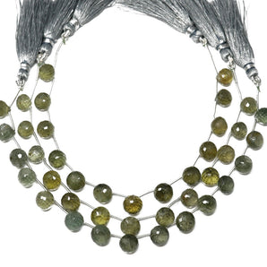 Moss Aquamarine Faceted Onion Drops, 8x12 mm, Rich Color, Aquamarine Gemstone Beads, (MAQ-ON-8-9)(316)