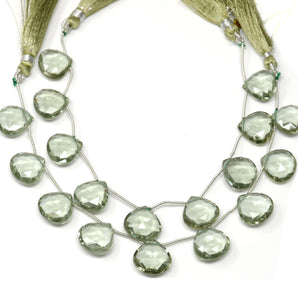 Moss Aquamarine Faceted Heart Drops, 15 mm, Rich Color, Aquamarine Gemstone Beads, (MAQ-HRT-15)(317)
