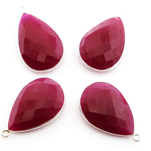 Silver Faceted Ruby Pear Bezel, 20x30 mm, (SSBZC-6046) - Beadspoint