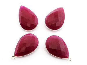 Silver Faceted Ruby Pear Bezel, 20x30 mm, (SSBZC-6046) - Beadspoint