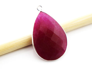 Silver Faceted Ruby Pear Bezel, 20x30 mm, (SSBZC-6046) - Beadspoint