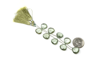 Moss Aquamarine Faceted Heart Drops, 15 mm, Rich Color, Aquamarine Gemstone Beads, (MAQ-HRT-15)(317)