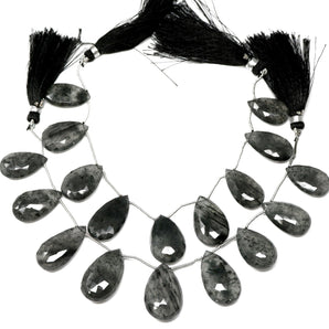 Moss Aquamarine Faceted Pear Drops, 15x26-14x23 mm, Rich Color, Aquamarine Gemstone Beads, (MAQ-PR-15x26-14x23)(319)