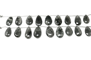 Moss Aquamarine Faceted Pear Drops, 15x26-14x23 mm, Rich Color, Aquamarine Gemstone Beads, (MAQ-PR-15x26-14x23)(319)