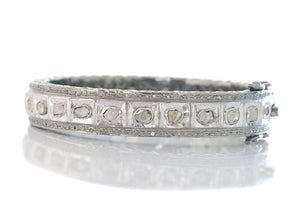 Pave Diamond Rose Cut Bangle , 925 Sterling Silver Bangle with Antique Finish, (DBG-19)