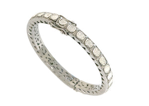 Pave Diamond Rose Cut Bangle, 925 Sterling Silver Bangle with Antique Finish, (DBG-22)