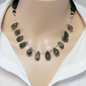 Moss Aquamarine Faceted Tear Drops, 9x17 mm, Rich Color, Aquamarine Gemstone Beads, (MAQ-TR-9x17)(322)