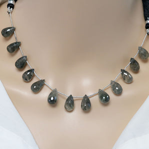 Moss Aquamarine Faceted Tear Drops, 7x13-8x16 mm, Rich Color, Aquamarine Gemstone Beads, (MAQ-TR-7x13-8x16)(323)