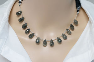 Moss Aquamarine Faceted Tear Drops, 7x13-8x16 mm, Rich Color, Aquamarine Gemstone Beads, (MAQ-TR-7x13-8x16)(323)