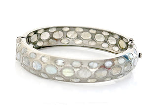 Rose Cut Bangle with Labradortie,925 Sterling Silver Bangle, (DBG-25)