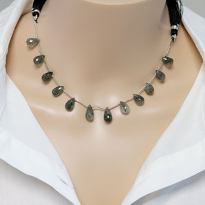 Moss Aquamarine Faceted Tear Drops, 7x10-7x14 mm, Rich Color, Aquamarine Gemstone Beads, (MAQ-TR-7x10-7x14)(324)