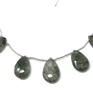 Moss Aquamarine Faceted Pear Drops, 13x18-13x20 mm, Rich Color, Aquamarine Gemstone Beads, (MAQ-PR-13x18-13x20)(325)