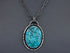 Sterling Silver Kingman Turquoise Antique Style Oval Artisan Handcrafted Pendant, (SP-5558)