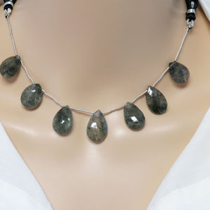 Moss Aquamarine Faceted Pear Drops, 13x18-13x20 mm, Rich Color, Aquamarine Gemstone Beads, (MAQ-PR-13x18-13x20)(325)