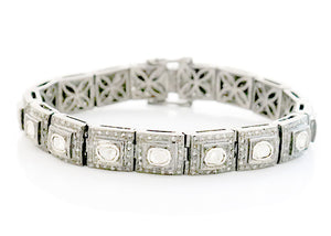 Pave Diamond & Rosecut Link Bracelet, 925 Sterling Silver Bracelet, (DBG-30)