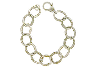 Pave Diamond Oval Link Bracelet, 925 Sterling Silver Bracelet, (DBG-33)