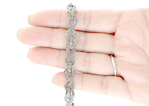 Pave Diamond Infinity Link Bracelet, 925 Sterling Silver Bracelet, (DBG-34)