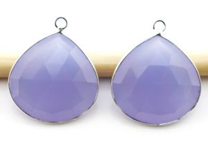 Silver Faceted Heart Bezel , 21-22 mm, multiple gemstones, (SSBZC-8003) - Beadspoint