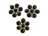 Gold Plated Faceted Black Onyx Flower pendant, 40x37 mm, (FLR-1107)