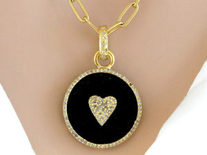 Pave Diamond & Black Onyx Star / Heart Pendant, 2 Styles, (DPS-179)