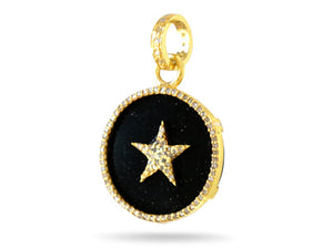 Pave Diamond & Black Onyx Star / Heart Pendant, 2 Styles, (DPS-179)