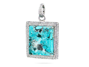Pave Diamond Turquoise Pendant, (DTR-2043)