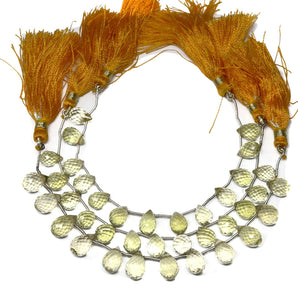 Genuine Natural Lemon Topaz Faceted Tear Drops, 7x10-7x12 mm, Rich Color, (LTZ-TR-7x10-7x12)(339)