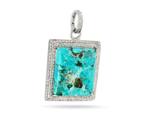 Pave Diamond Turquoise Pendant, (DTR-2043)