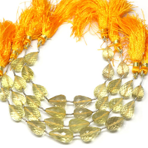 Genuine Natural Lemon Topaz Faceted Straight Drilled Tear Drops, 8x11-10x15 mm, Rich Color, (LTZ-SDTR-8x11-10x15)(340)