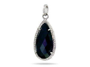 Pave Diamond & Black Onyx Pear Drop Pendant, (DGM-8010)