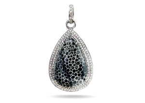 Pave Diamond & Black Diorite Drop Pendant, (DGM-8013)