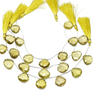 Genuine Natural Lemon Topaz Faceted Heart Drops, 17-18 mm, Rich Color, (LTZ-HRT-17-18)(342)