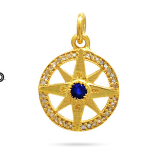 Pave Diamond Northstar Medallion Charm, (DCH-164)