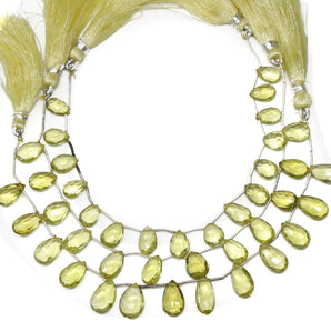 Genuine Natural Lemon Topaz Faceted Pear Drops, 7x11-8x12 mm, Rich Color, (LTZ-PR-7x11-8x12)(346)